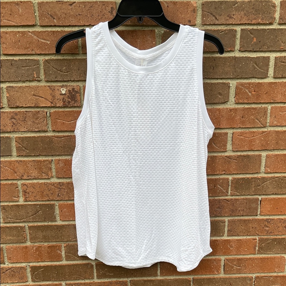 Calia White Textured Tank Top